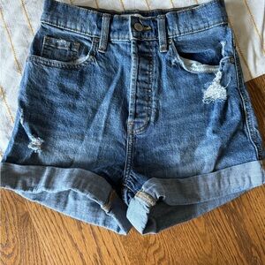Eunina Blue Jean Shorts with Distressed Details